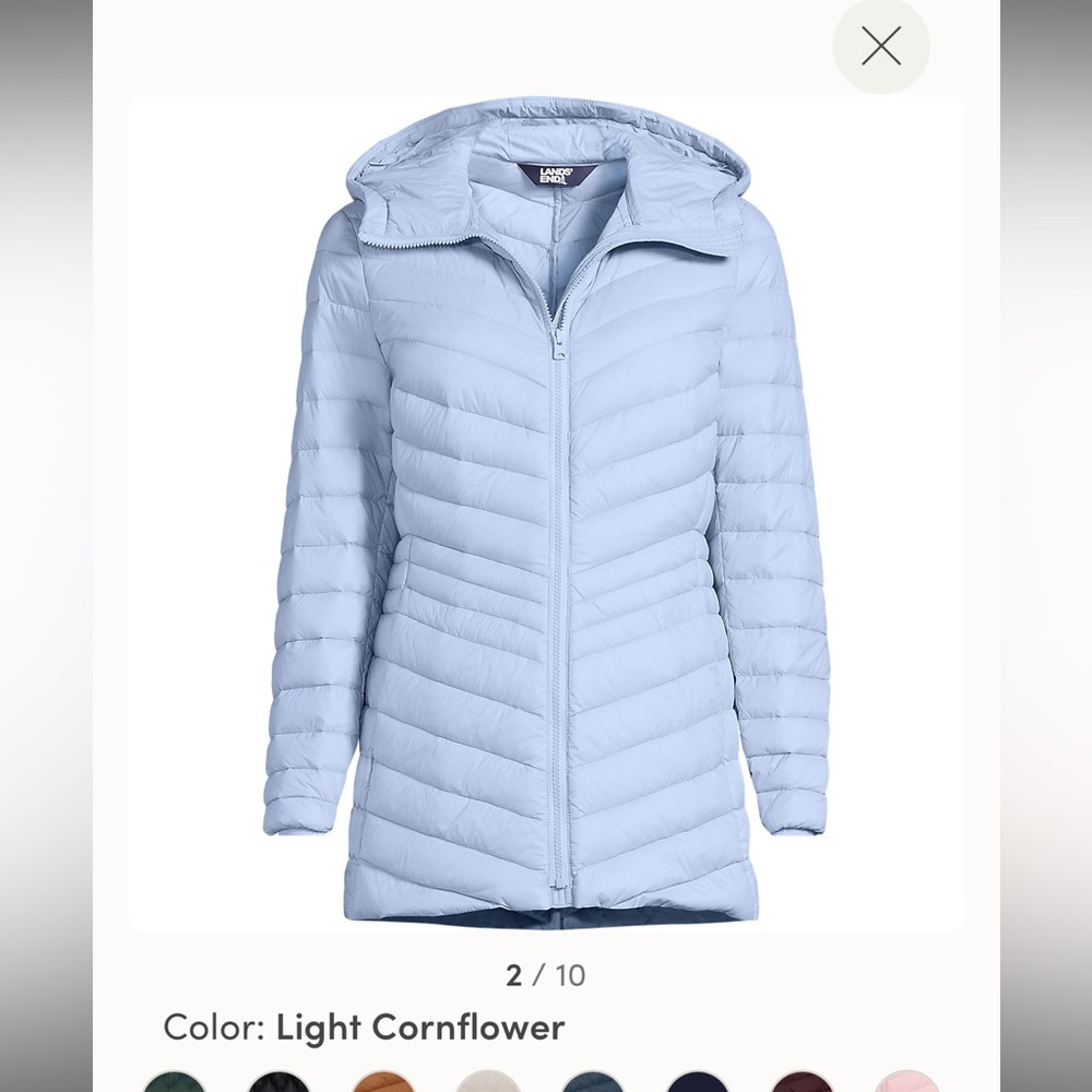 Lands End down puffer - 800 fill with hood. New Without Tags!